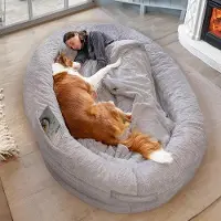 OEM Großes graues Hundebett, bequem und warm, mit abnehmbarer Hülle