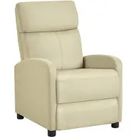 Yaheetech Relaxsessel Fernsehsessel Einzelsofa Ruhesessel mit Verstellbarer Beinablage Liegesessel aus Leinenstoff Beige