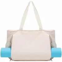 Unyqoos Sporttasche unisex, 41,5×17×34 cm, wasserabweisendes Polyester, Yoga-Fach, Nassfach, wasserfeste Fächer, Farben: lila/beige/blau/marine