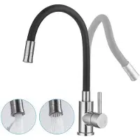 OEM Schwarze Edelstahl-Küchenarmatur mit 2 Strahltypen, 360° drehbar, flexibler Auslauf