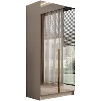Lookway Kippschrank AUREL KASCHMIR 2D, Gold Chrom Griffe, Spiegel an zwei Fronten