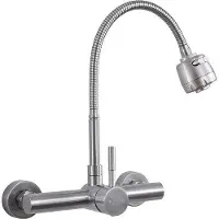 OEM Wandmontage Edelstahl Wasserhahn 360° drehbar mit Auslauf und 2 Strahlarten