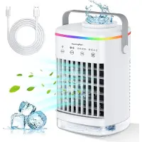 Dopwii Mini Klimaanlage 3in1 Luftkühler, 700ml, 4 Stufen & 3 Modi, Timer 2-8h, LED Nachtlicht, leise & tragbar, USB Air Cooler für Büro & Schlafzimmer