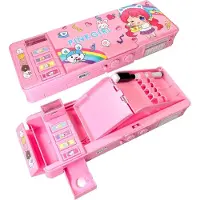 Markenlos LilyBeauty Pop-up multifunktionale Etui für Mädchen und Jungen, süßer Cartoon Stiftehalter Organizer, Schrein, Anspitzer, Agenda, Whiteboard, Schulbedarf für Kinder (rosa)