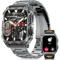 Lige Smartwatch Herren Militär mit LED Taschenlampe, 900mAh/2 Armbändern Fitnessuhr, 110+ Sportmodi/Schlafmonitor/IP68