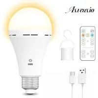 Axvcuxio LED Glühbirne, 2600mAh, USB Rechargeable mit Fernbedienung, Timing, E27-Sockel&Wiederaufladbare mit Haken für Tischlampe, Nachtlichte, Campinglampe