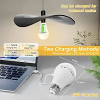 Axvcuxio 2er LED Glühbirne, 2600mAh, USB Rechargeable mit Fernbedienung, Timing, E27-Sockel&Wiederaufladbare mit Haken für Tischlampe, Nachtlichte,Campinglampe