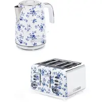 VQ Laura Ashley Frühstücks-Set – Jug-Wasserkocher 1,7 l & 4-Schlitz-Toaster – China Rose von