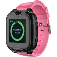 XPLORA Telefon Uhr für Kinder (mit SIM-Karte) 4G, Anrufe, Nachrichten, Schulmodus, SOS-Funktion, GPS, Kamera, LED-Licht, Schrittzähler (ROSA)