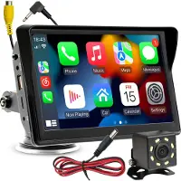 Retoo Autoradio Touchscreen 7 Zoll mit Wireless & Kabel, Display für das Auto mit Rückfahrkamera, CarPlay/Android Auto/AirPlay, Bluetooth, Schwarz,