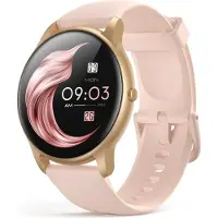 AGPtek Smartwatch, runde Armbanduhr mit personalisiertem Bildschirm, Musiksteuerung, Herzfrequenz, Schrittzähler, Kalorien, usw. IP68 Wasserdicht