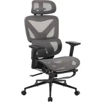 CLP Bürostuhl Reston I Ergonomischer Stuhl mit Fußstütze & flexibler Verstellbarkeit schwarz/grau