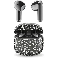 Music Sound Bluetooth-Kopfhörer kabellos mit Ladecase, ergonomisches Kapseldesign, ausgewogener Sound, bis zu 25 Std Akkulaufzeit, Auto-Pairing,Urban Lines Design