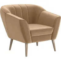MEBLINI Sofa Sessel für Wohnzimmer - Mini Lounge für eine Person - Loungesessel - Armlehnstuhl - Armchair - KAIA - 1 - Beige Samt