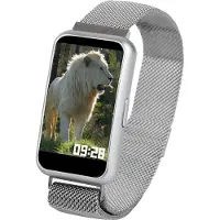 Atlanta Smart Watch 9731/19 Frauen Männer Fitness Tracker Silbernetzband mit Wettervorhersage Blutdruck Monitor wasserdicht