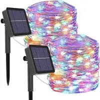 Mafiti [2 Stück] Solar Lichterkette Aussen Solarlichterkette, 12M 120 LED Lichterketten Außen Wasserdicht KupferDraht 8 Modus Solarlichterkette Deko für
