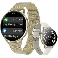 Forever Smartwatch Frauen Gold Velora SB-306 AMOLED 1,19" Touchscreen, Herzfrequenz, Schlaf & Zyklusmonitor, wasserdicht