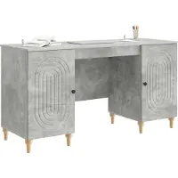 vidaXL Schreibtisch mit Tür Betongrau 142,5 x 50 x 75 cm Holzwerkstoff