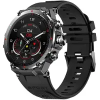 Knauermann GPS 2 (2023) Schwarz- Sportuhr Smartwatch - AMOLED-Display - Puls, Blutsauerstoff, GPS/Galileo-Empfang - BT Bluetooth - Silikonband Schwarz, 14-26