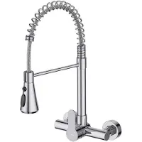 OEM Wandmontierte Edelstahl-Küchenarmatur, 3 Auslässe, 360° drehbar, Chrom
