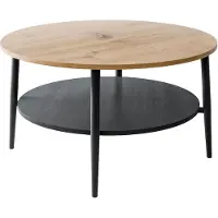 Lookway Couchtisch NORDIC mit schwarzen Beinen, Natur Eiche