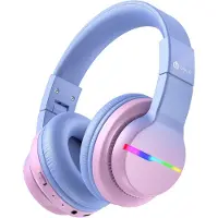 IClever LED-Leuchten, Kinderkopfhörer Over-Ear mit 74/85/94dB Lautstärkebegrenzung, 85 Stunden Spielzeit, Bluetooth 5.2, eingebautes Mikrofon