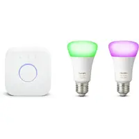 Philips Hue White and Color ambiance Starter-Set: 2 smarte Lampen E27 (800), Set für intelligente Beleuchtung, Bluetooth/Zigbee, Weiß, LED, E27, A60