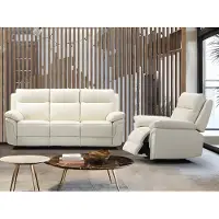Vente-unique Relaxgarnitur 3+1 - Büffelleder - Elfenbein - PAKITA