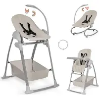Hauck Sit N Relax 3in1, Multifunktions-Hochstuhl, Gepolsterter Sitz, Beige, Einfarbig, 5-Punkt, 15 kg