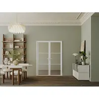 Vente-unique Aluminium und gehärtetes Glas 2-flügelige Komplett-Tür - 2 x H 204 x B 73 cm - Weiß - MASERU
