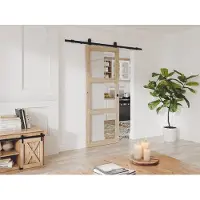 Vente-unique Wandschiebetür aus Holz und gehärtetem Glas - 3 Fenster - H 205 x B 93 cm - ACOSTA II