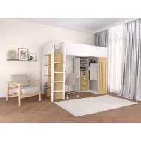 Vente-unique Hochbett Lorinti Naturfarben Hell Weiß 235 cm
