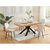 Vente-unique Stuhl 6er-Set - Cord & Metall - Cremefarben - MASURIE