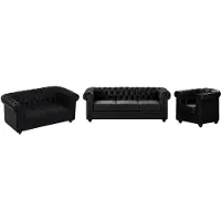 Vente-unique 3-Sitzer Sofas, 2-Sitzer Sofas und Sessel aus schwarzem - CHESTERFIELD