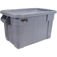 Rubbermaid Robuste Aufbewahrbox mit Deckel und Griffen | 75,5 Liter, HxBxT 38,4x44,1x70,7cm | Grau