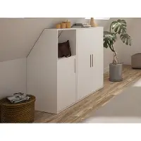 Vente-unique Schrank unter Dachschräge mit 3 Türen & 1 Ablage - Weiß - ADEZIO