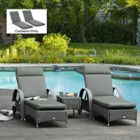 SUGIFT Liegenauflage 2er Set für Sonnenliege, Gartenliege Polsterauflage extra dick, Polyester, Dunkelgrau | 196 x 55 x 8 cm | 4,3 kg