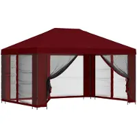 vidaXL Garten Pavillon mit Seitenwänden 4 x 3 m Bordeauxrot