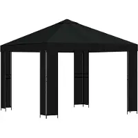 Syfax Pavillon 3 x 3 m Schwarz Polyester und Stahl 190 gsm