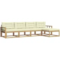 vidaXL Outdoor-Sofagarnitur 4 stk. Weiß und Creme Polyester