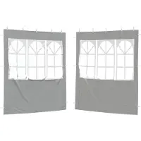 vidaXL Party Zelt Seitenteil 2 pcs 200 x 195 cm Hellgrau PE und Stahl