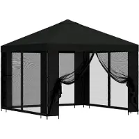 vidaXL Garten Pavillon mit Seitenwänden 3 x 3 m Schwarz