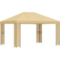 vidaXL Pavillon 4 x 3 m Creme Polyester und Stahl 190 gsm
