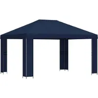 vidaXL Pavillon 4 x 3 m Blau Polyester und Stahl 190 gsm