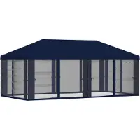 vidaXL Pavillon Dach mit Seitenwänden 6 x 3 m Blau Polyester 190 gsm