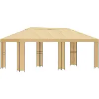vidaXL Gartenpavillon 6 x 3 m Creme Polyester und Stahl 190 gsm