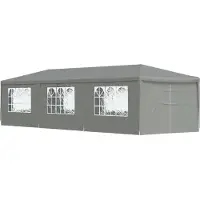 vidaXL Party-Zelt 900 x 300 x 255 cm Hellgrau PE und Stahl