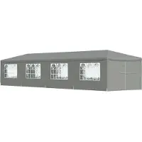 vidaXL Party-Zelt 1200 x 300 x 255 cm Hellgrau PE und Stahl