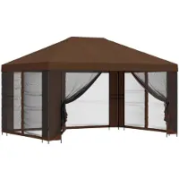 Syfax Garten Pavillon mit Seitenwänden 4 x 3 m Braun