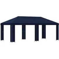 vidaXL Garten Pavillon 6 x 3 m Blau Polyester und Stahl 190 gsm